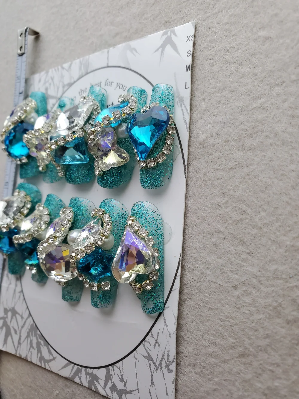 🧜‍♀️ Siren’s Dowry | Jeweled Teal Glitter Press-On Nails 💎